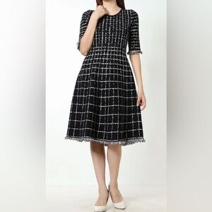 Elegant Black and White Checkered Dress